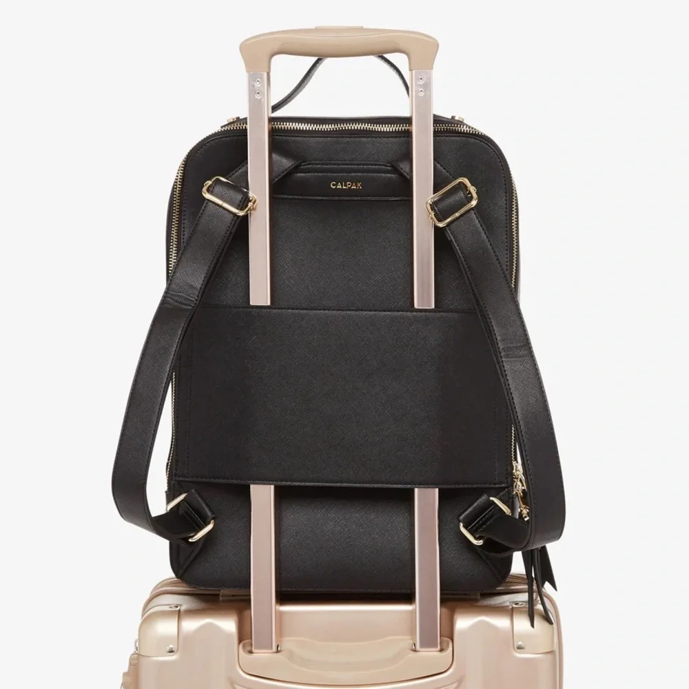 Calpak Black Structured Leather Backpack with Gold Hardware - Picture 4 of 6
